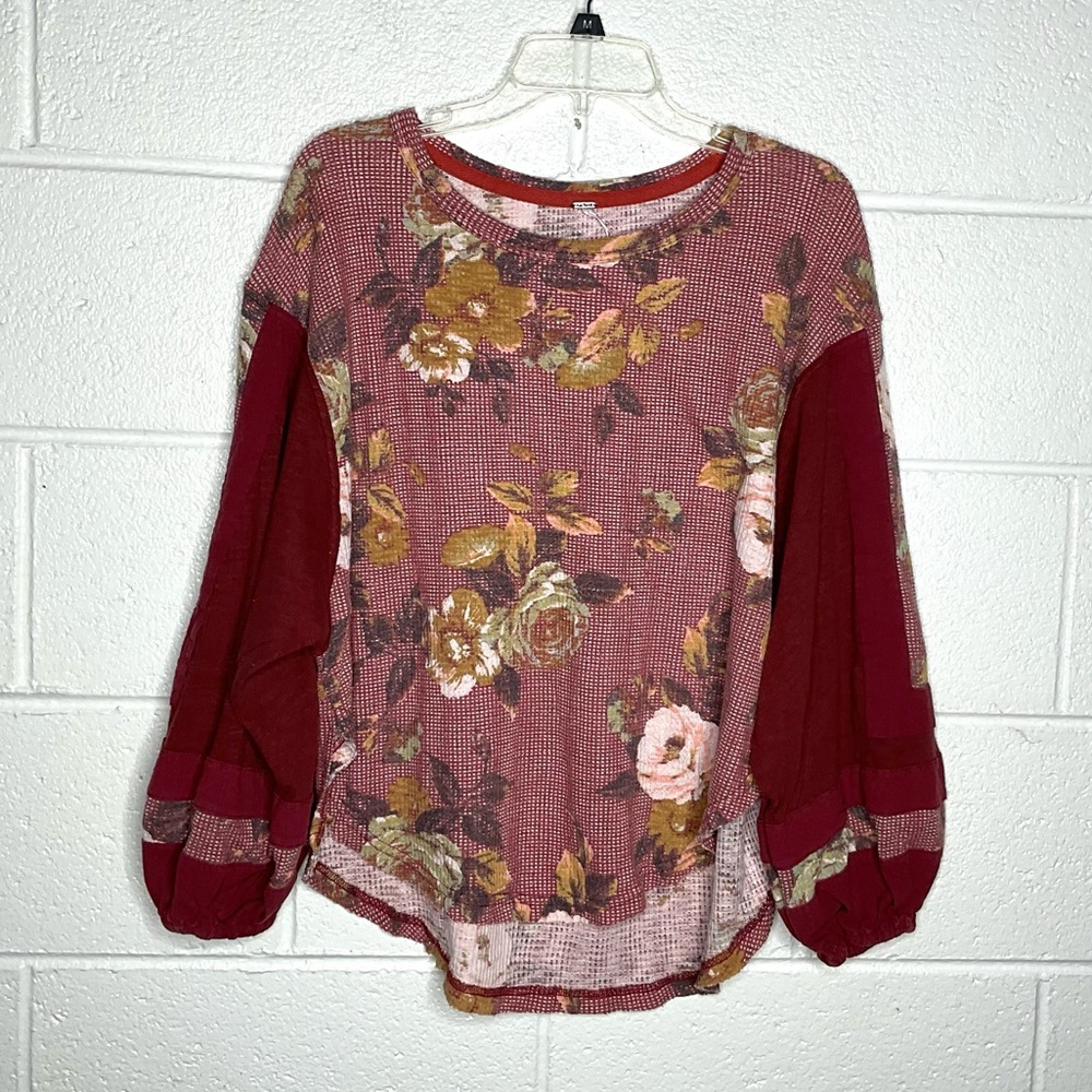 < Free People Flower Patch Waffle Thermal Top > - Picture 2 of 5